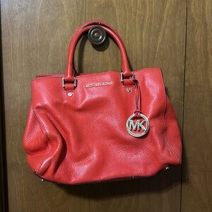 Michael Kors Orange Leather Medium Sutton Tote